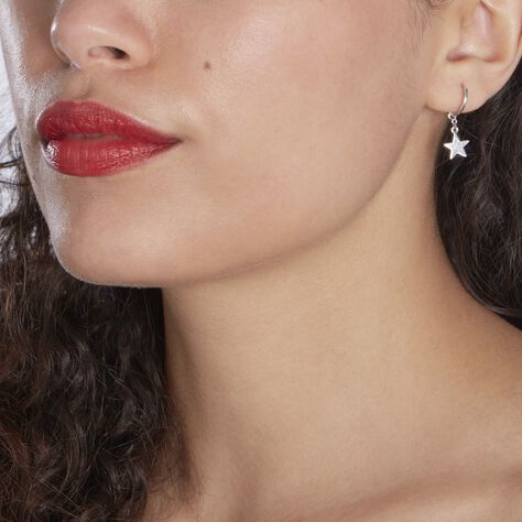 Créoles Elvyn Argent Blanc - Boucles d'Oreilles Etoile Femme | Histoire d’Or