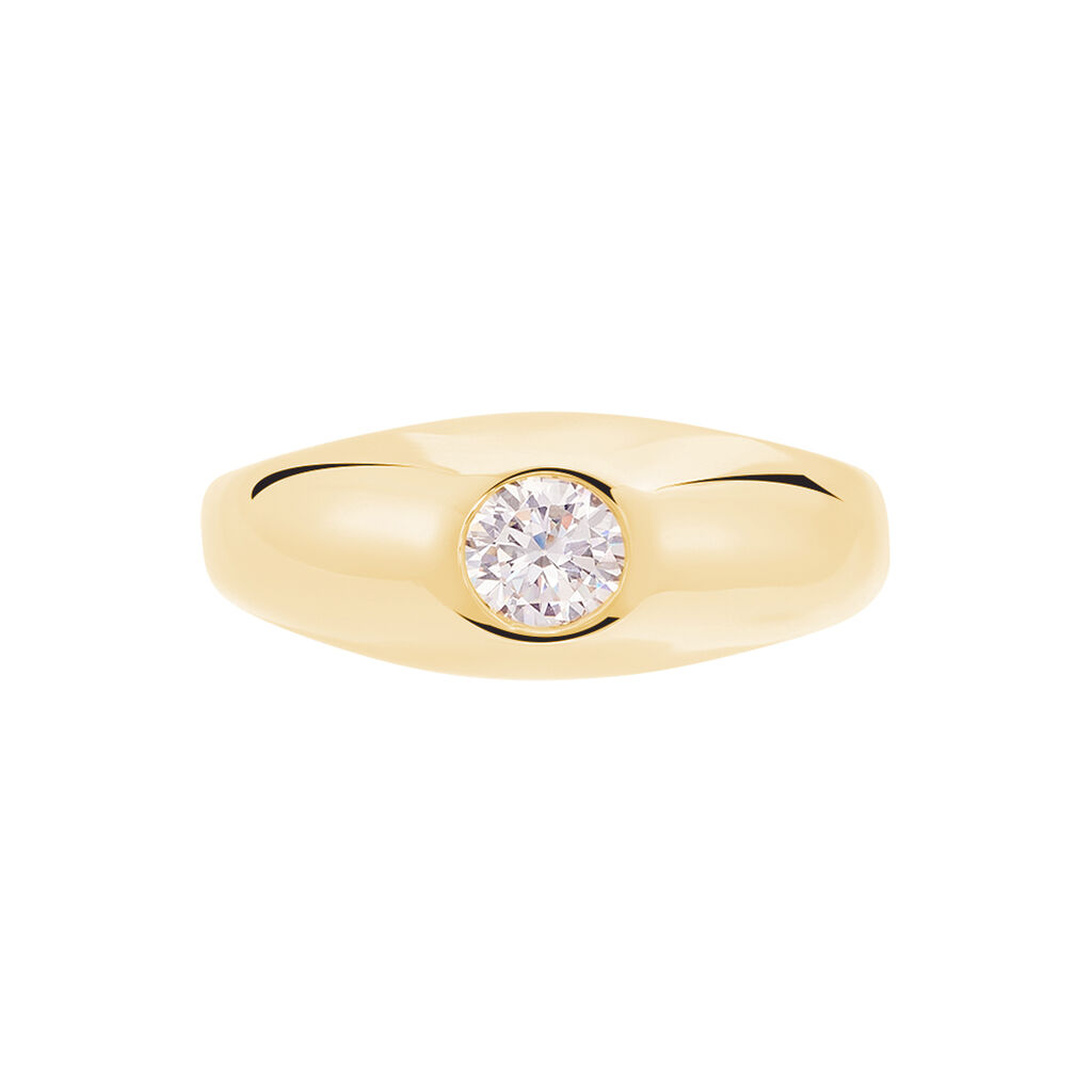 Bague Posie Plaqué Or Jaune Oxyde De Zirconium - Bagues solitaires Femme | Histoire d’Or