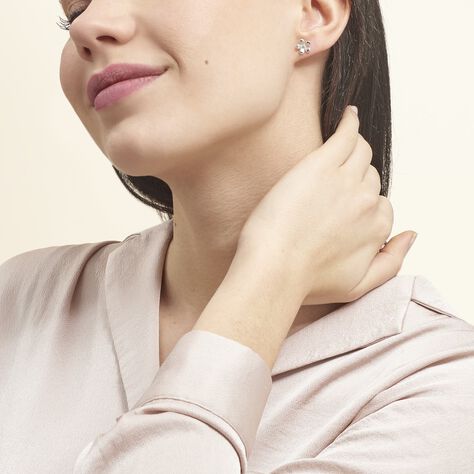 Boucles D'oreilles Puces Locmae Argent Blanc - Boucles d'oreilles fantaisie Femme | Histoire d’Or