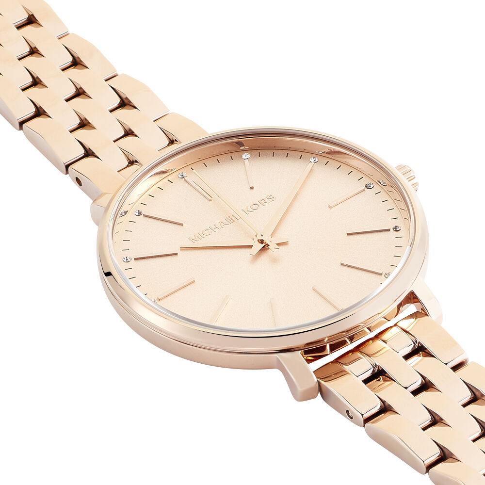 Montre Femme MICHAEL KORS PYPER MK4588 Acier Inoxydable Mesh Gold Rose  Blanc - Golden Outlet