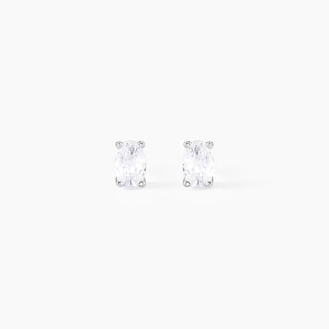 Boucles D'oreilles Puces Mathilda Argent Blanc Oxyde De Zirconium - Boucles d'oreilles fantaisie Femme | Histoire d&rsquo;Or