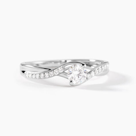 Bague Laetitianne Platine Diamant Synth&eacute;tique - Bagues solitaires Femme | Histoire d&rsquo;Or