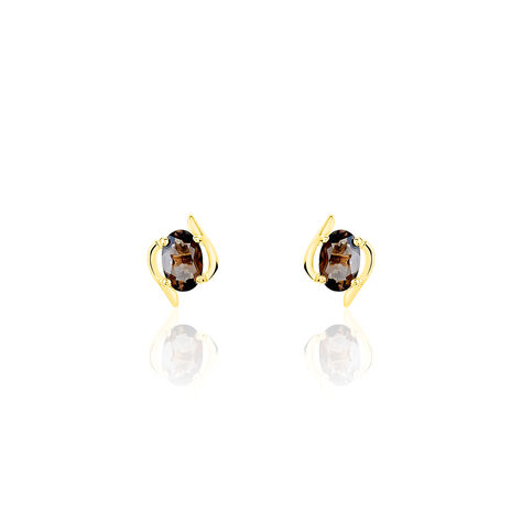 Boucles D'oreilles Puces Vrille Ovale Or Jaune Quartz - Clous d'oreilles Femme | Histoire d’Or