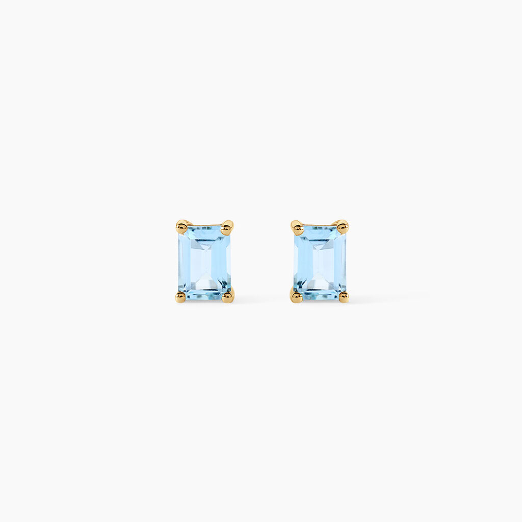 Boucles D'Oreilles Puces Emilian Argent Dor&eacute; A L'Or 750/1000 Topaze - Clous d'oreilles Femme | Histoire d&rsquo;Or