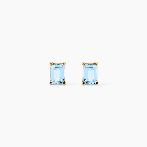 Boucles D'Oreilles Puces Emilian Argent Dor&eacute; A L'Or 750/1000 Topaze - Clous d'oreilles Femme | Histoire d&rsquo;Or