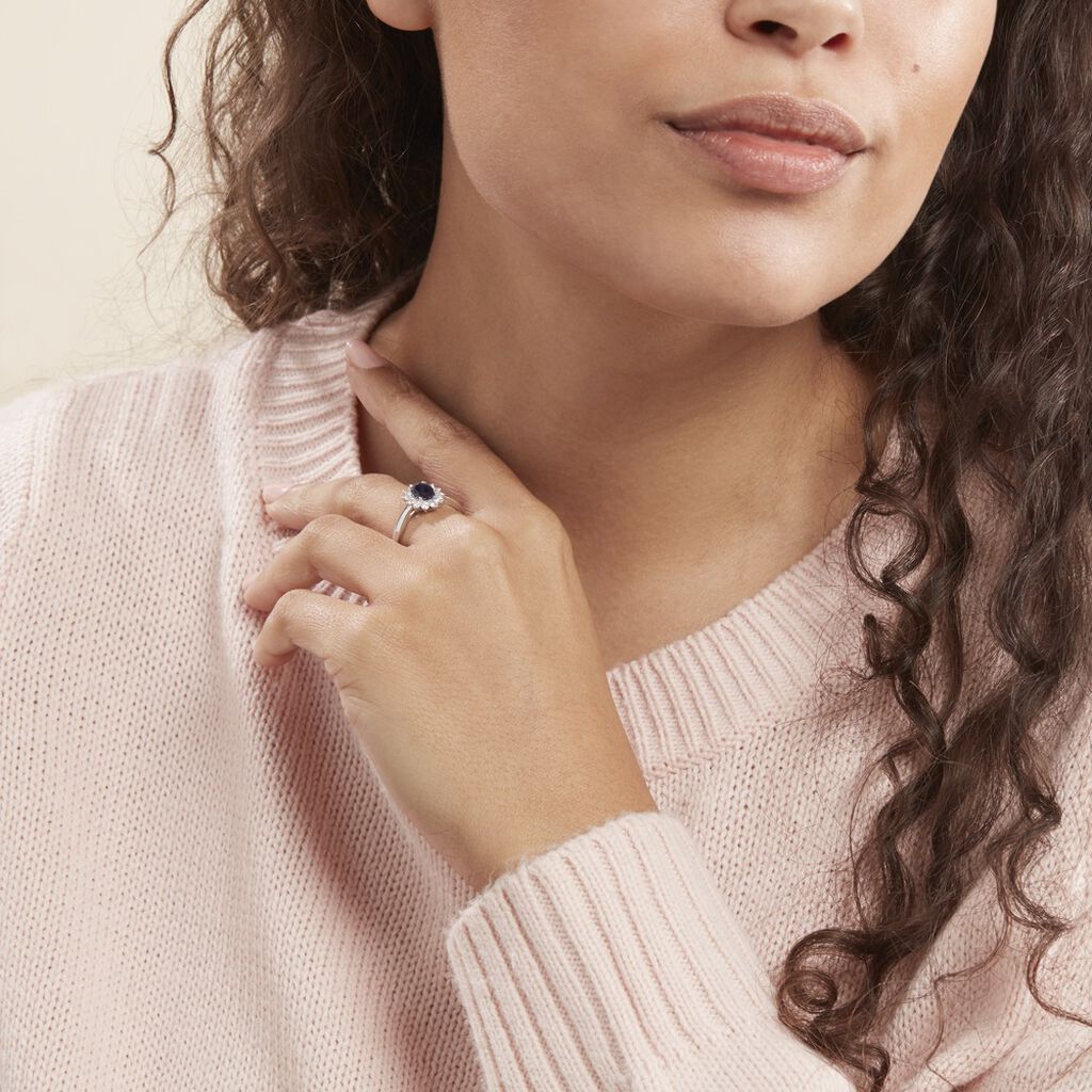 Bague Or Blanc Saphir Diamants - Bagues solitaires Femme | Histoire d’Or