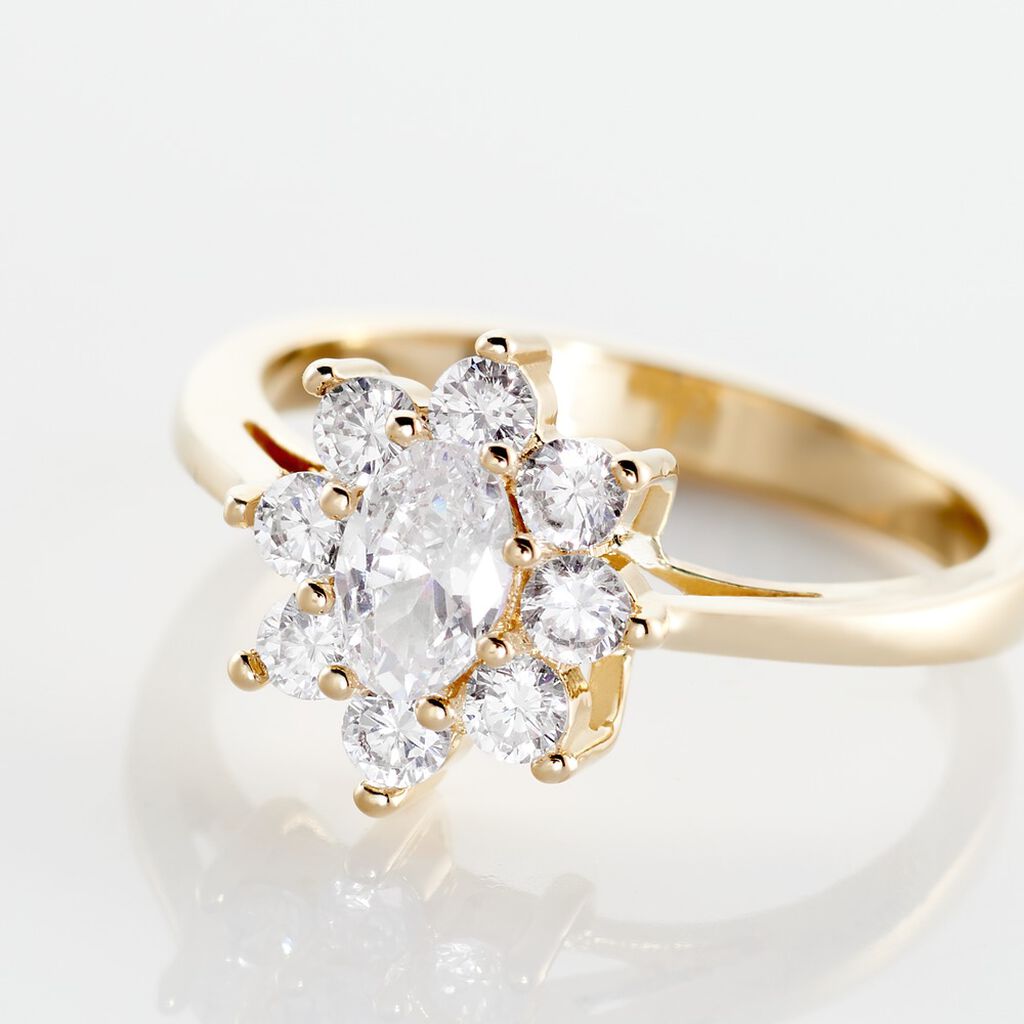 Bague Plaqu&eacute; Or Mahats Oxyde De Zirconium - Bagues solitaires Femme | Histoire d&rsquo;Or