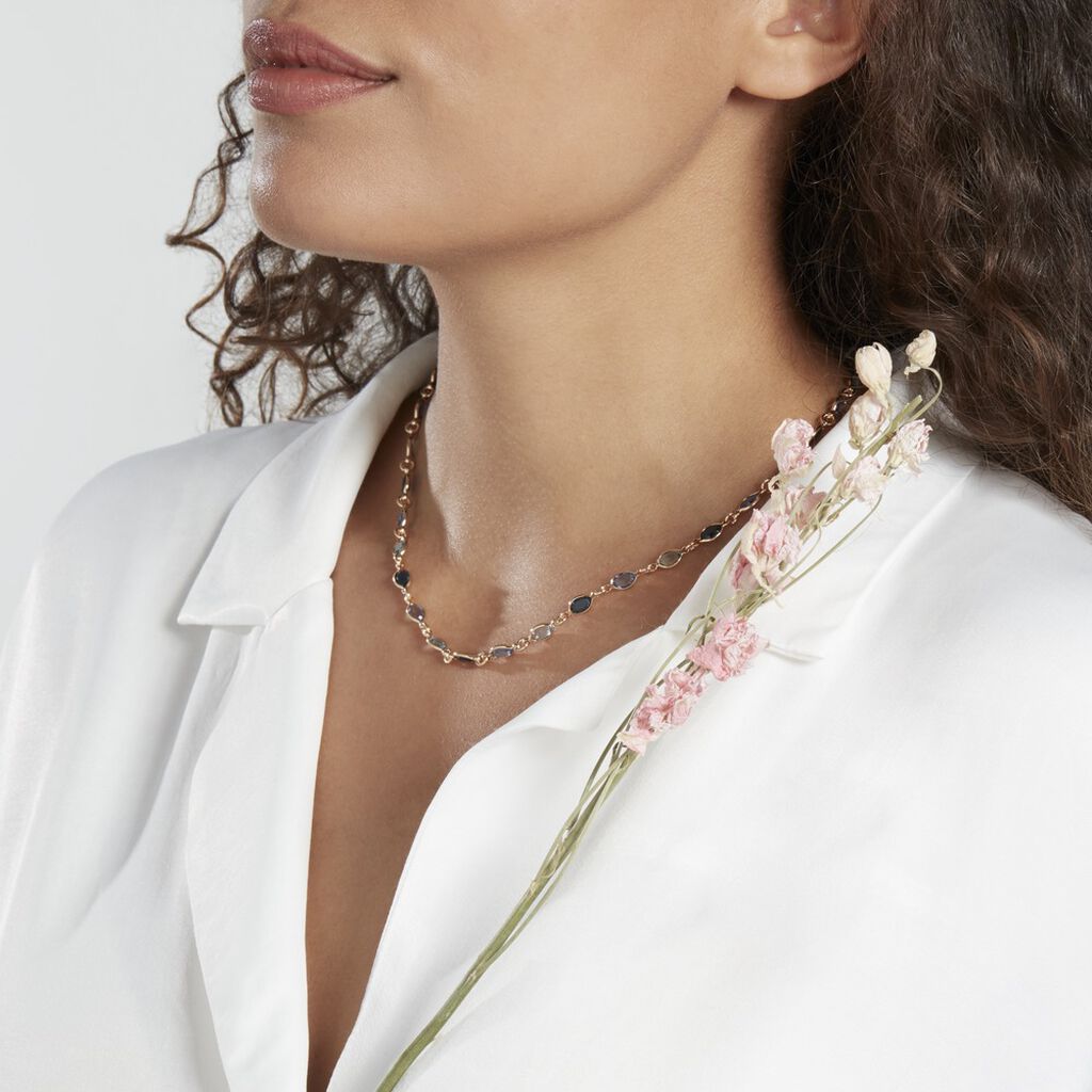 Collier Ilvaae Plaqué Or Pierre De Synthèse Bleue - Colliers Femme | Histoire d’Or