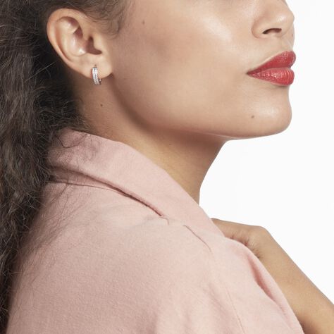 Créoles Argent Blanc Taki Oxydes De Zirconium - Boucles d'oreilles créoles Femme | Histoire d’Or