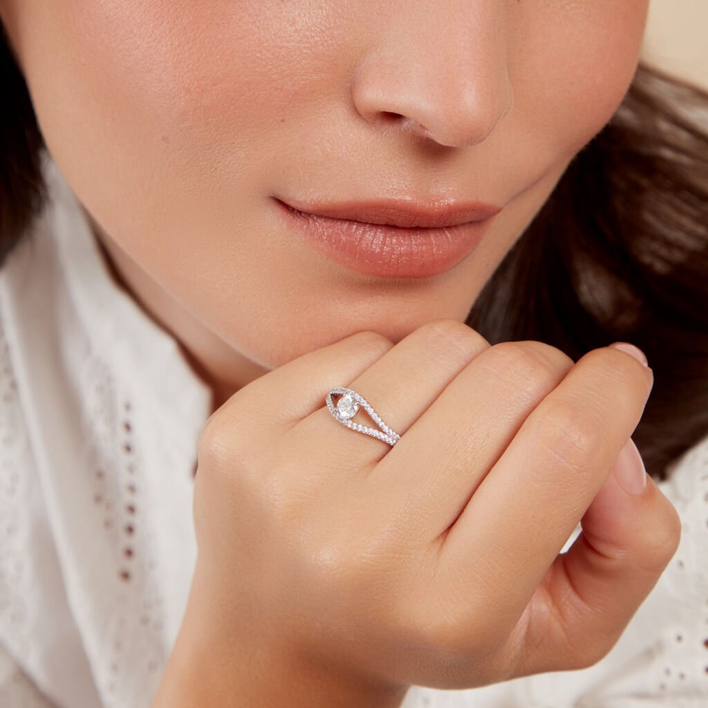 Bague Danice Argent Blanc Oxyde De Zirconium - Bagues solitaires Femme | Histoire d’Or