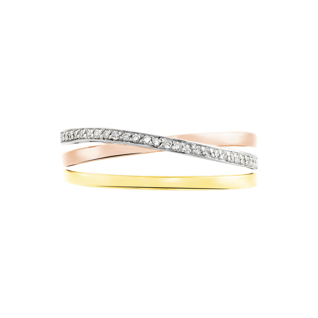Bague Layan Or Tricolore Diamant - Bagues avec pierre Femme | Histoire d’Or