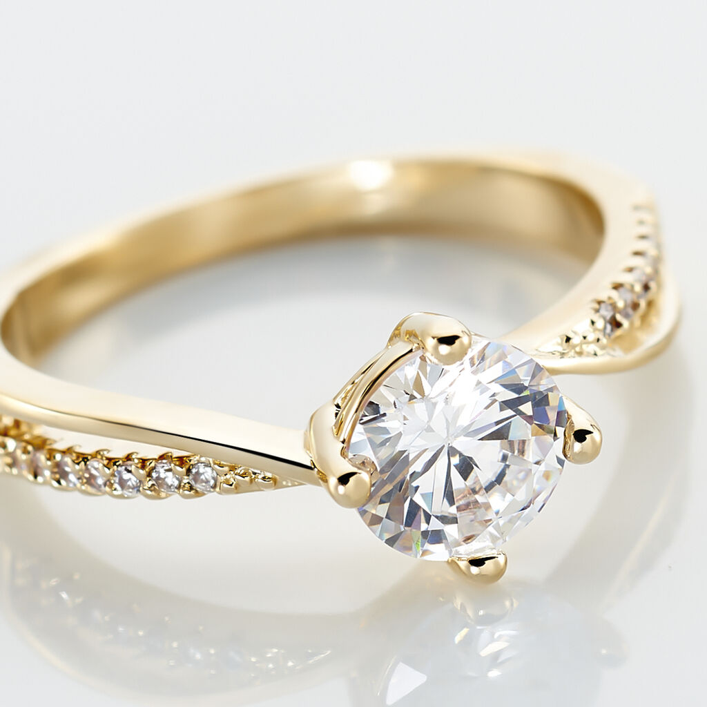 Bague Solitaire Sarah-lee Plaqué Or Jaune Oxyde De Zirconium - Bagues solitaires Femme | Histoire d’Or