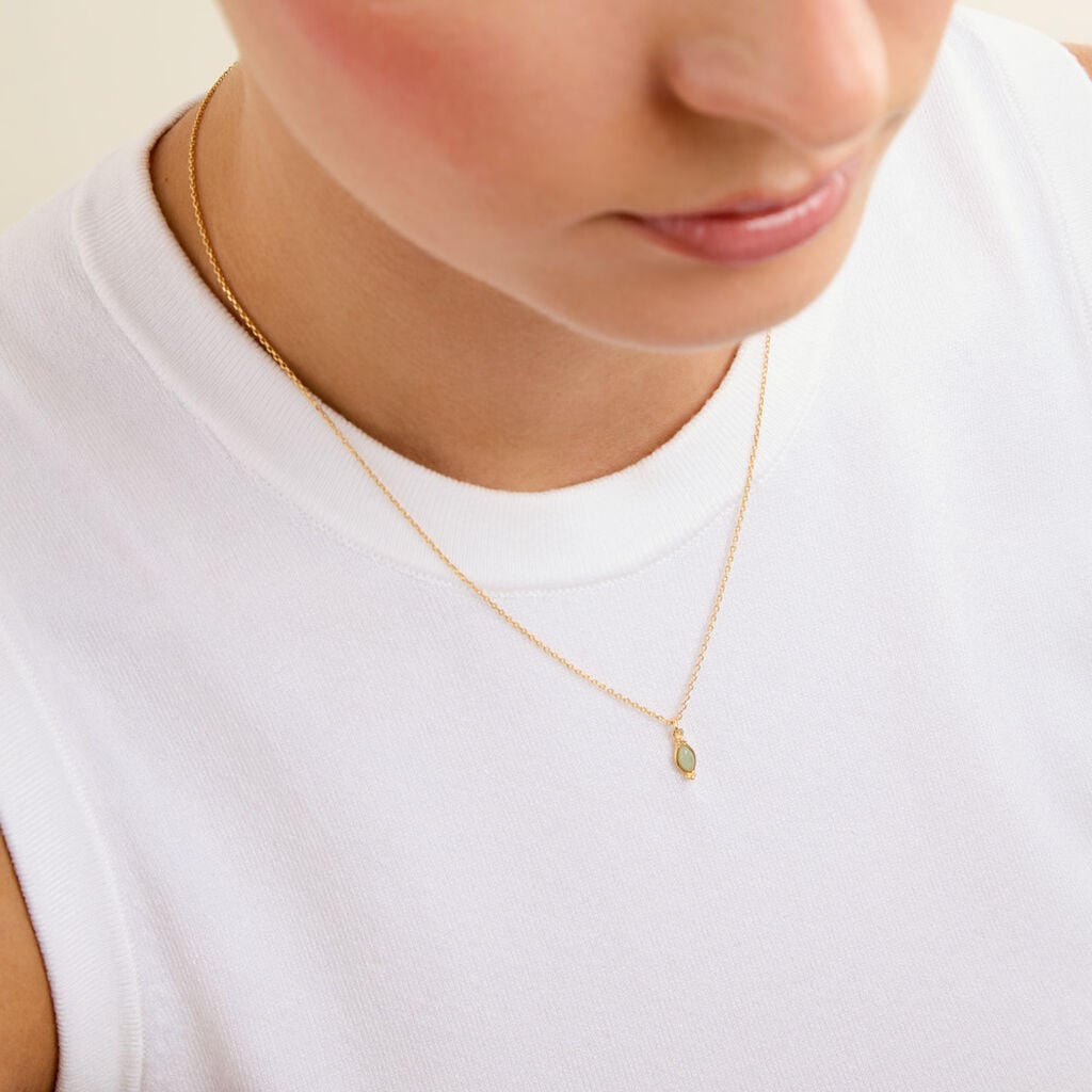 Collier Vintage Love Plaqu&eacute; Or Jaune Pierre De Synthese - Bijoux avec pierres Femme | Histoire d&rsquo;Or