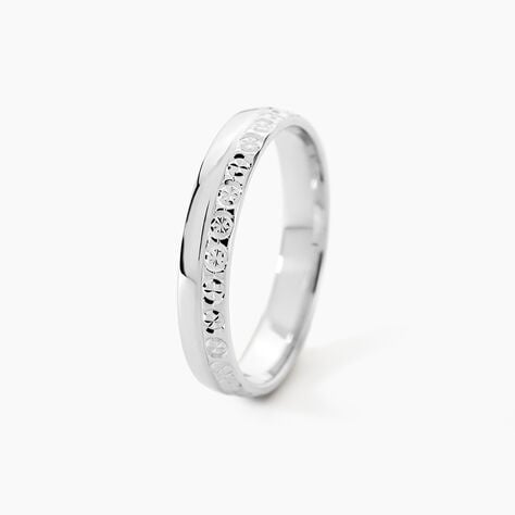 Alliance Fantaisie Diamantee Ruban Plat Or Blanc - Alliances Unisex | Histoire d&rsquo;Or