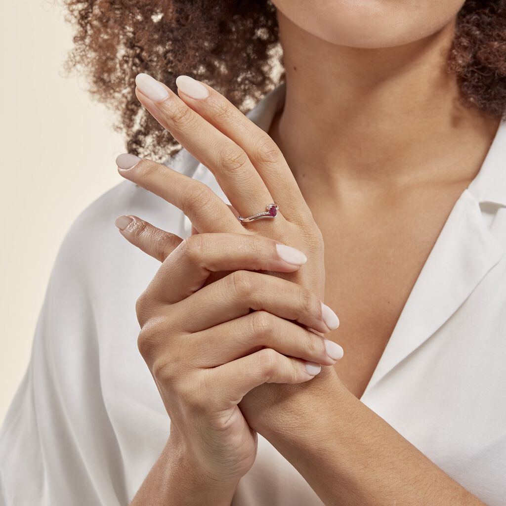 Bague Anja Or Blanc Rubis Et Diamant - Bagues solitaires Femme | Histoire d’Or