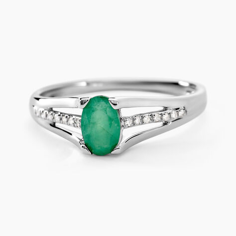 Bague Denise Or Blanc Emeraude Et Diamant - Bagues solitaires Femme | Histoire d’Or