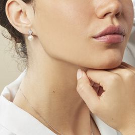 Boucles D'oreilles Pendantes Shirine Argent Perle De Culture Et Oxyde - Boucles d'oreilles fantaisie Femme | Histoire d’Or