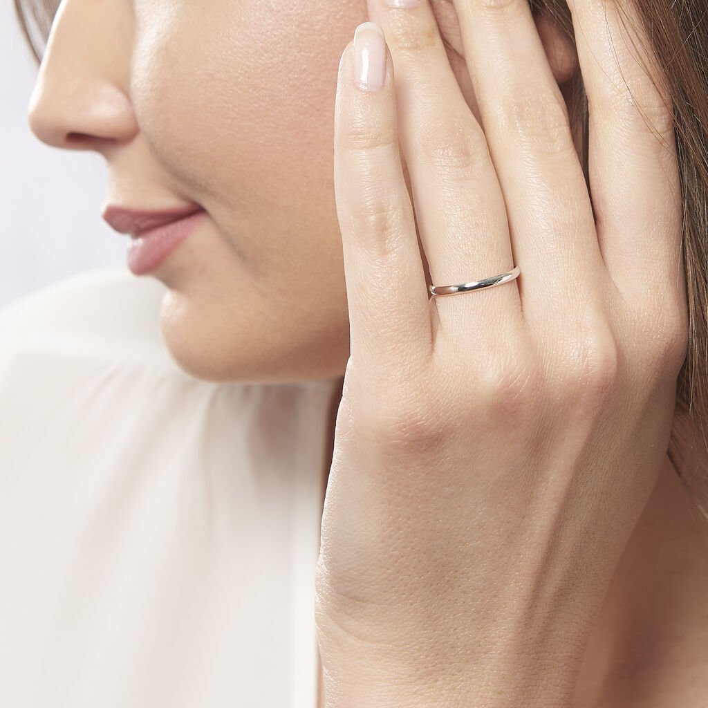 Alliance Meredithe Demi Jonc Classique Platine Blanc - Alliances Famille | Histoire d&rsquo;Or