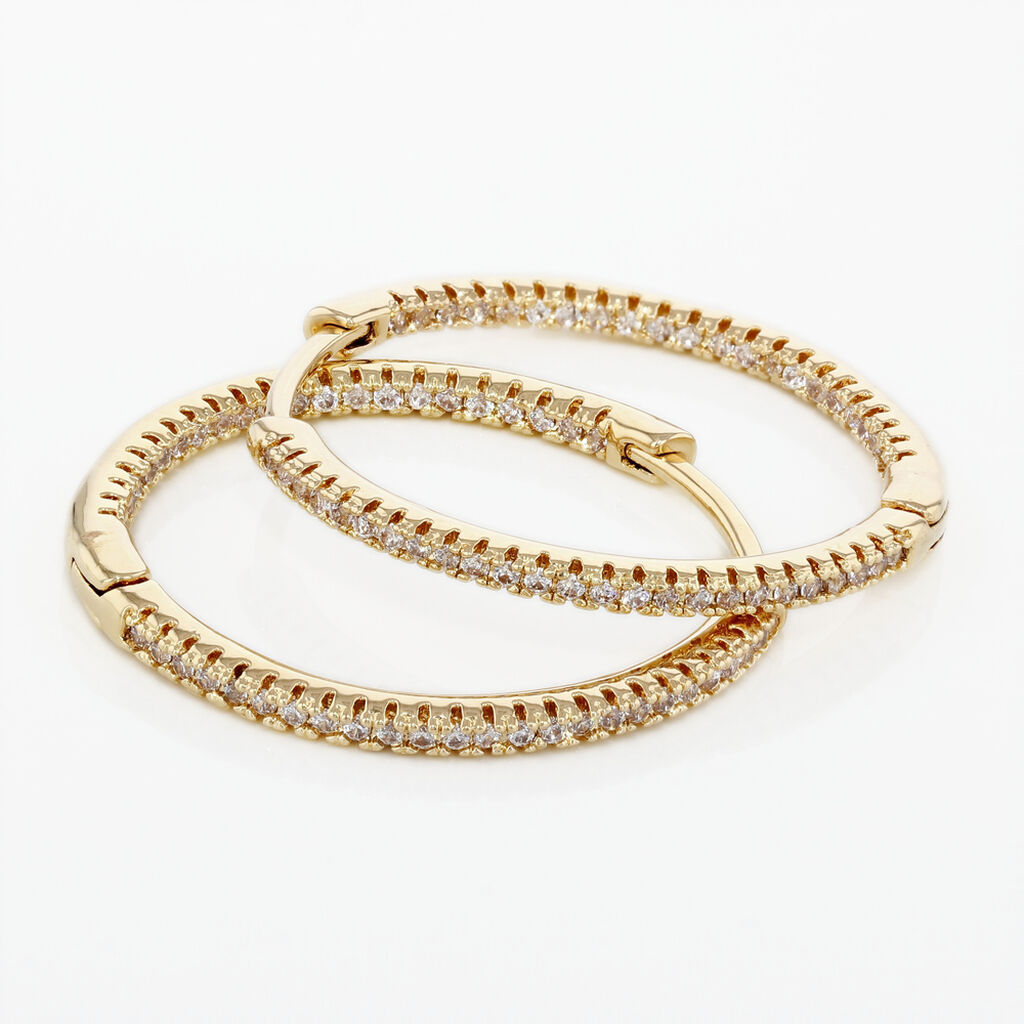 Cr&eacute;oles Karolina Rondes Plaqu&eacute; Or Jaune Oxyde De Zirconium - Boucles d'oreilles cr&eacute;oles Femme | Histoire d&rsquo;Or