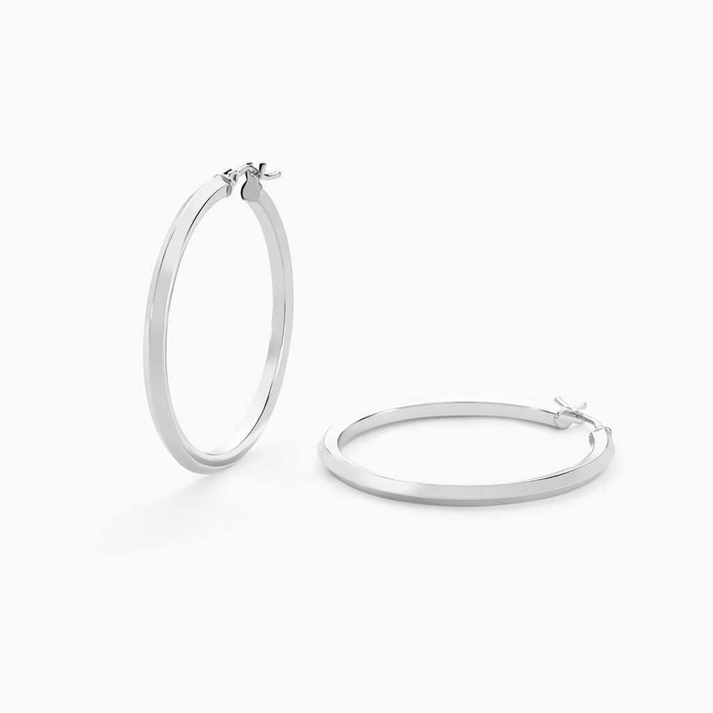 Créoles Ilana Or Blanc - Boucles d'oreilles créoles Femme | Histoire d’Or