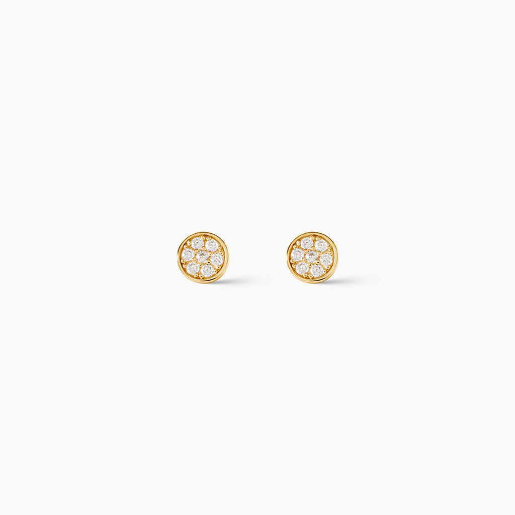 Boucles D'oreilles Puces Dorie Pastille Serti Clos Or Jaune Oxyde - Clous d'oreilles Femme | Histoire d&rsquo;Or