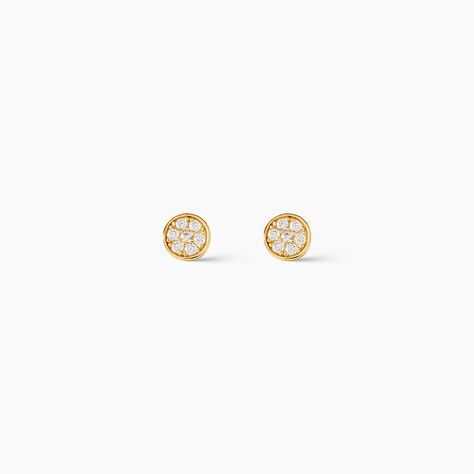 Boucles D'oreilles Puces Dorie Pastille Serti Clos Or Jaune Oxyde - Clous d'oreilles Femme | Histoire d&rsquo;Or