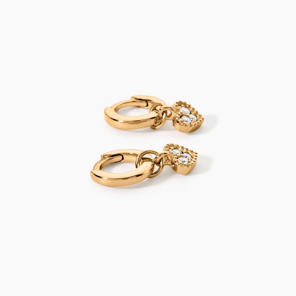 Cr&eacute;oles Odilie Plaqu&eacute; Or Jaune Oxyde De Zirconium - Boucles d'oreilles cr&eacute;oles Femme | Histoire d&rsquo;Or