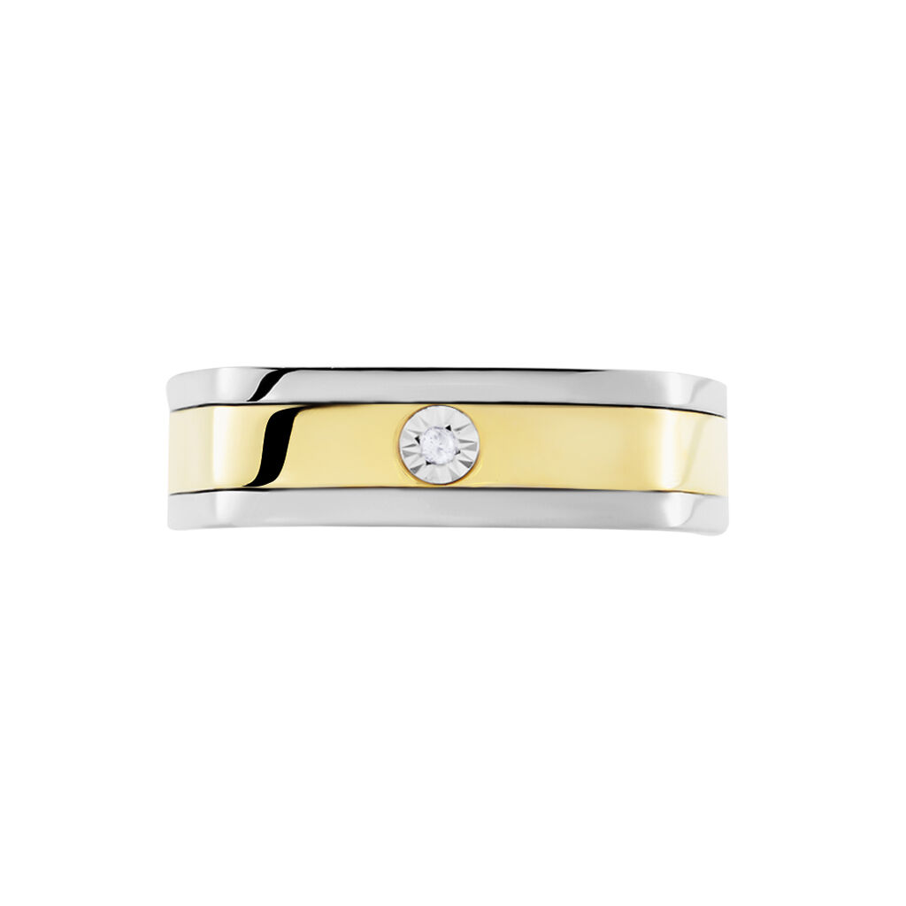 Bague Robinson Argent Bicolore Rhodié Diamant Blanc - Bagues solitaires Homme | Histoire d’Or