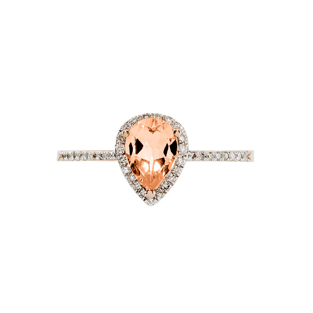 Bague Alice Or Rose Morganite Et Oxyde De Zirconium - Bagues solitaires Femme | Histoire d&rsquo;Or