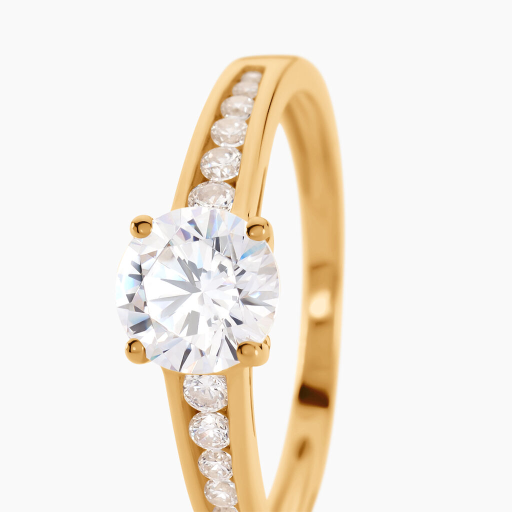 Bague Solitaire Or Jaune Oxyde De Zirconium - Bagues solitaires Femme | Histoire d&rsquo;Or