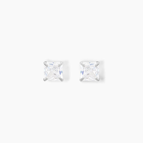 Boucles D'oreilles Puces Or Blanc Oxyde De Zirconium - Clous d'oreilles Famille | Histoire d’Or