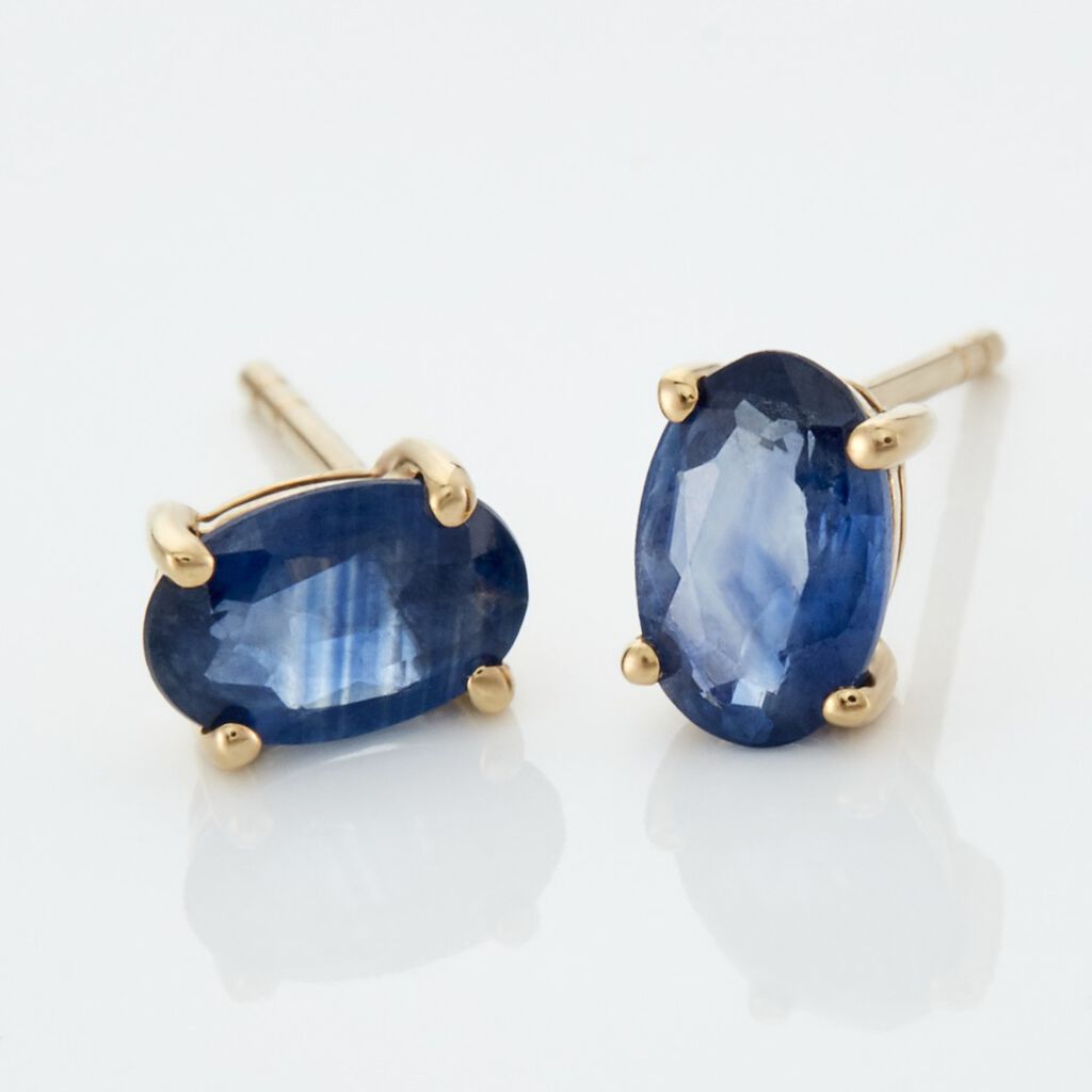 Boucles D'oreilles Puces Or Jaune Bellona Saphir - Clous d'oreilles Femme | Histoire d’Or