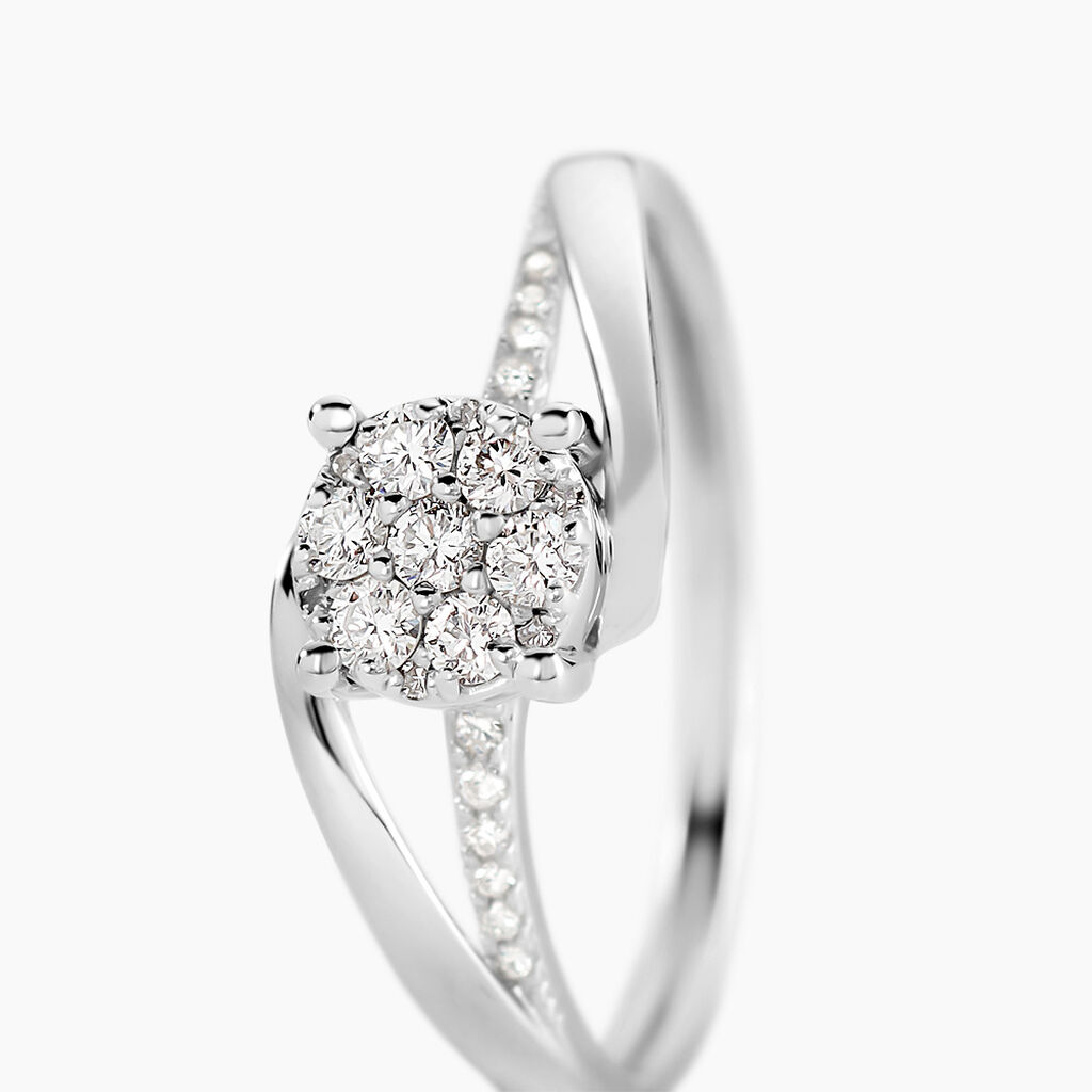 Bague  Petunia Or Blanc Diamant - Bagues avec pierre Femme | Histoire d&rsquo;Or
