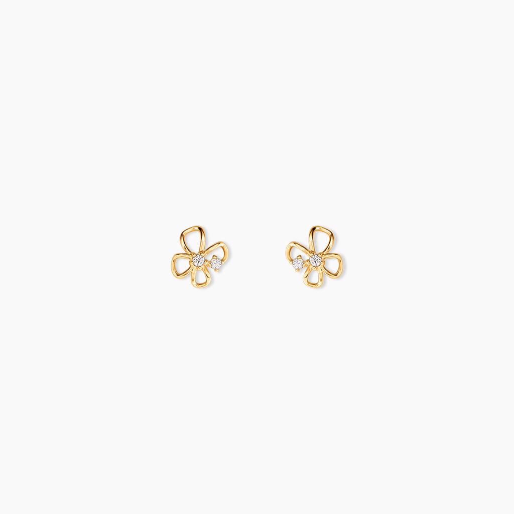 Boucles D'Oreilles Puces Bas Or Jaune Oxyde De Zirconium - Clous d'oreilles Femme | Histoire d&rsquo;Or