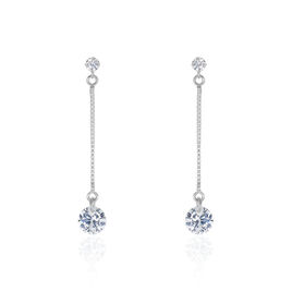 Boucles D'oreilles Pendantes Regane Or Blanc Oxyde De Zirconium - Boucles d'oreilles pendantes Femme | Histoire d’Or