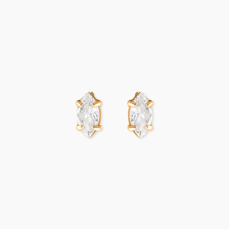 Boucles D'Oreilles Puces Ivy Acier Jaune Oxyde De Zirconium - Boucles d'oreilles empierr&eacute;es Femme | Histoire d&rsquo;Or