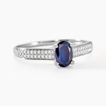 Bague Solitaire Or Blanc Crista Saphir Diamants - Bagues solitaires Femme | Histoire d&rsquo;Or