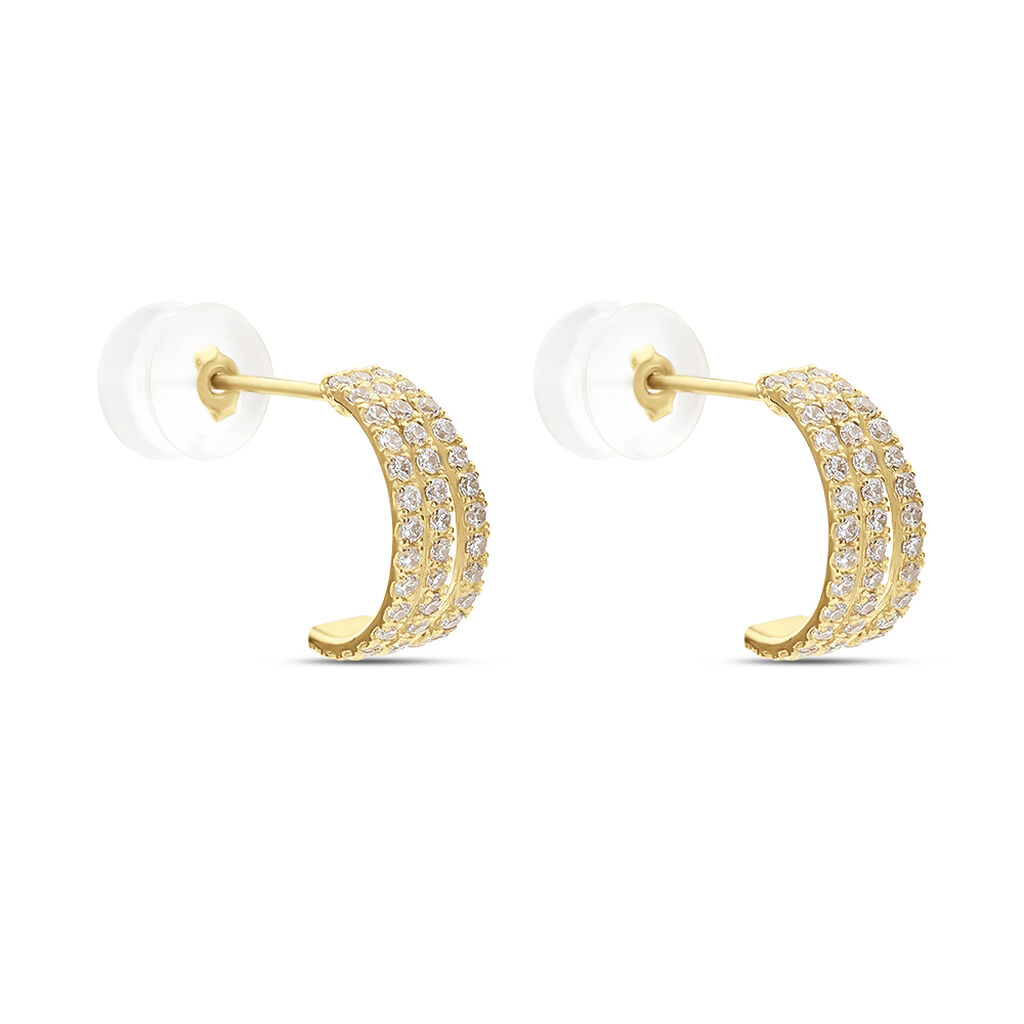 Cr&eacute;oles Oiva Or Jaune Oxyde De Zirconium - Boucles d'oreilles cr&eacute;oles Femme | Histoire d&rsquo;Or