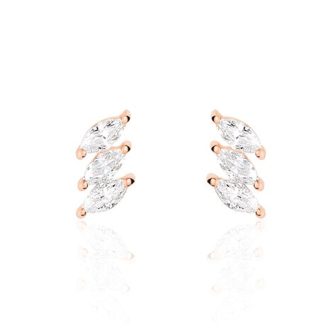 Boucles D'oreilles Puces Edma Or Rose Oxyde De Zirconium - Clous d'oreilles Femme | Histoire d’Or