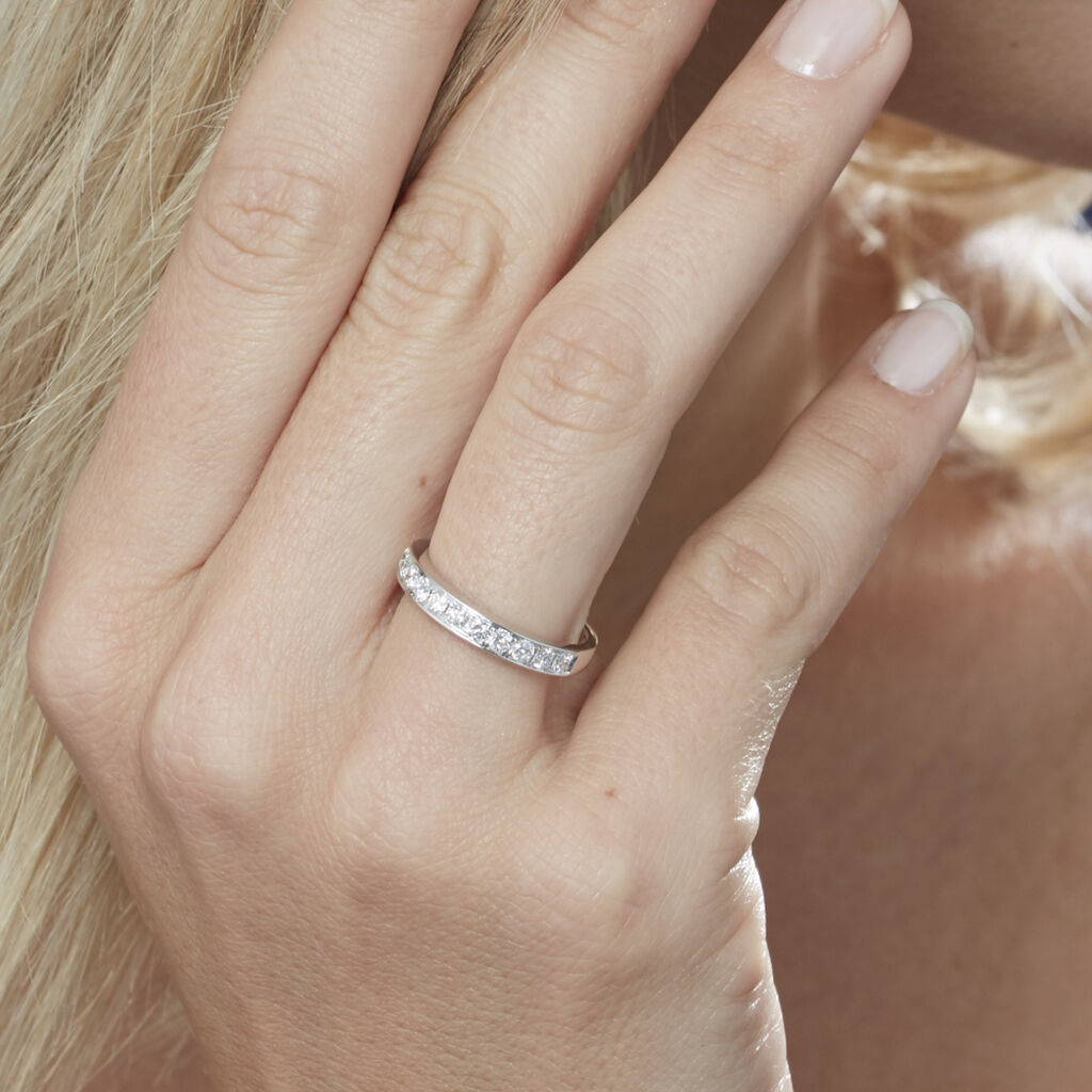 Demi-alliance Or Blanc Valentine Diamants Synthetique - Alliances Femme | Histoire d’Or