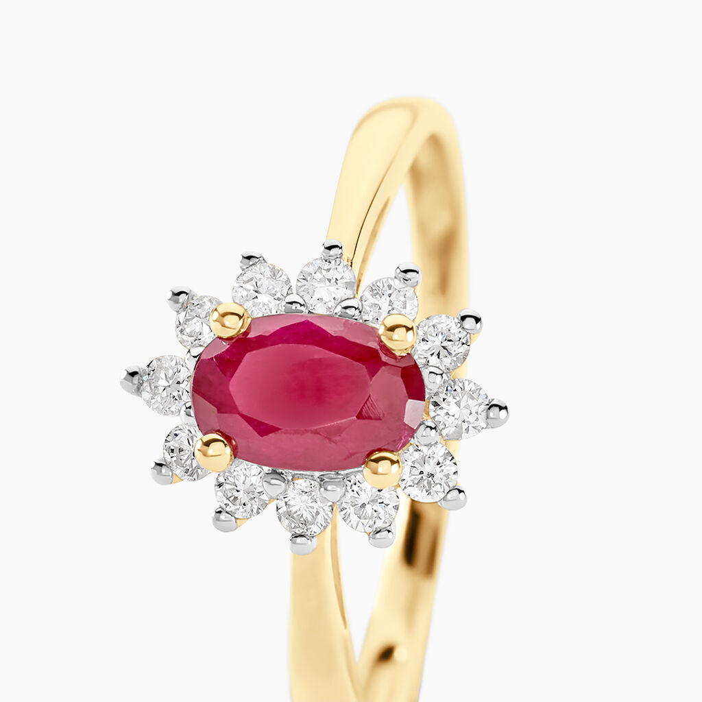 Bague Or Jaune Rubis Diamants - Bagues solitaires Femme | Histoire d’Or