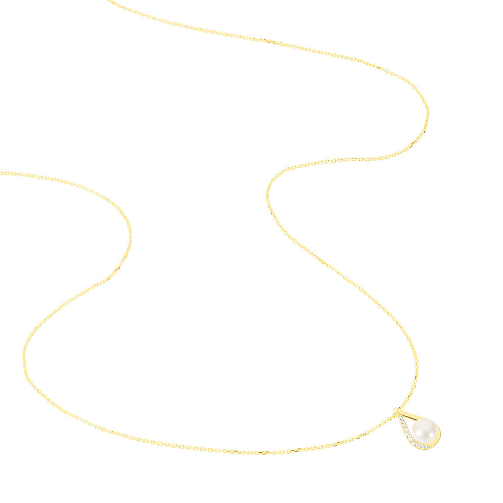 Collier Helin Or Jaune Perle De Culture Et Oxyde De Zirconium - Colliers Femme | Histoire d’Or