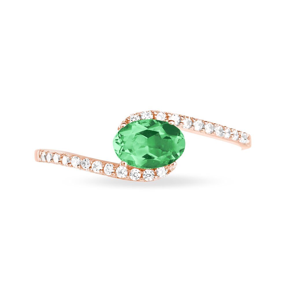 Bague Loriane Or Rose Emeraude Et Diamant - Bagues solitaires Femme | Histoire d’Or