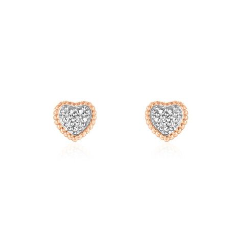 Boucles D'oreilles Puces Mon 1er Diamant Or Rose Diamant - Clous d'oreilles Femme | Histoire d’Or