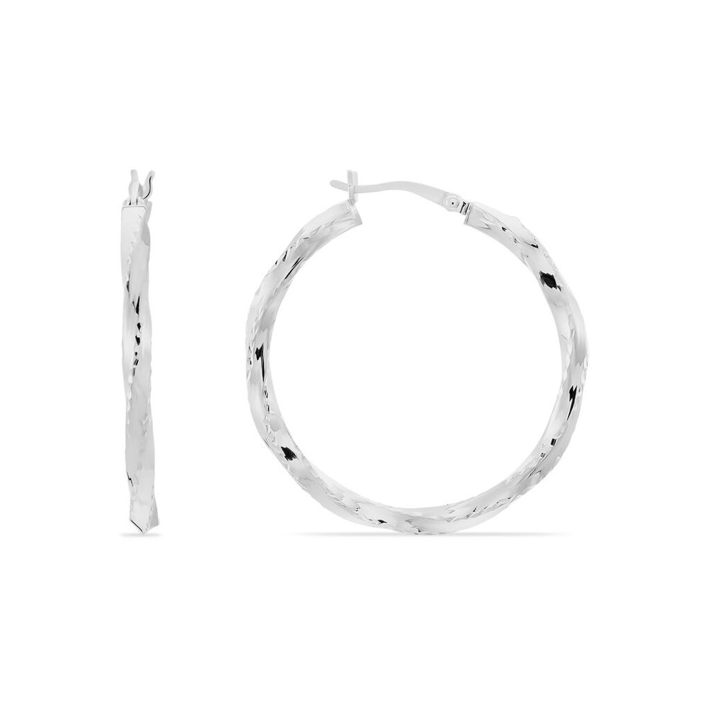 Créoles Argent Blanc Diane - Boucles d'oreilles créoles Femme | Histoire d’Or