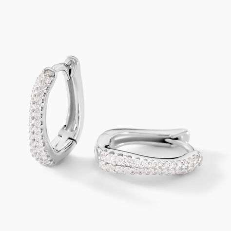Créoles Nandie Argent Blanc Oxyde De Zirconium - Boucles d'oreilles créoles Femme | Histoire d’Or