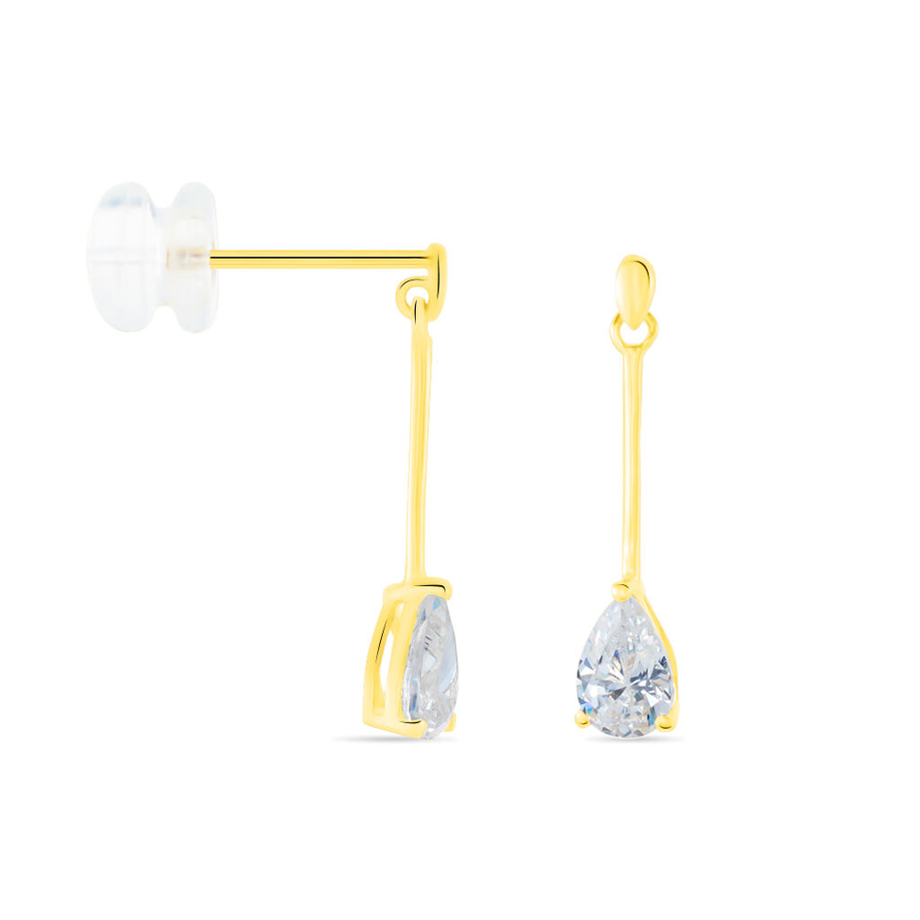 Boucles D'oreilles Pendantes Goutte Or Jaune Oxyde De Zirconium - Boucles d'oreilles pendantes Femme | Histoire d’Or