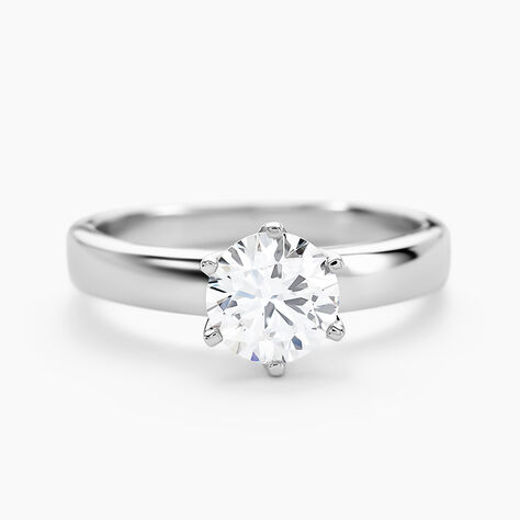 Bague Natalia Ld Platine Blanc Diamant Synth&eacute;tique - Bagues solitaires Femme | Histoire d&rsquo;Or