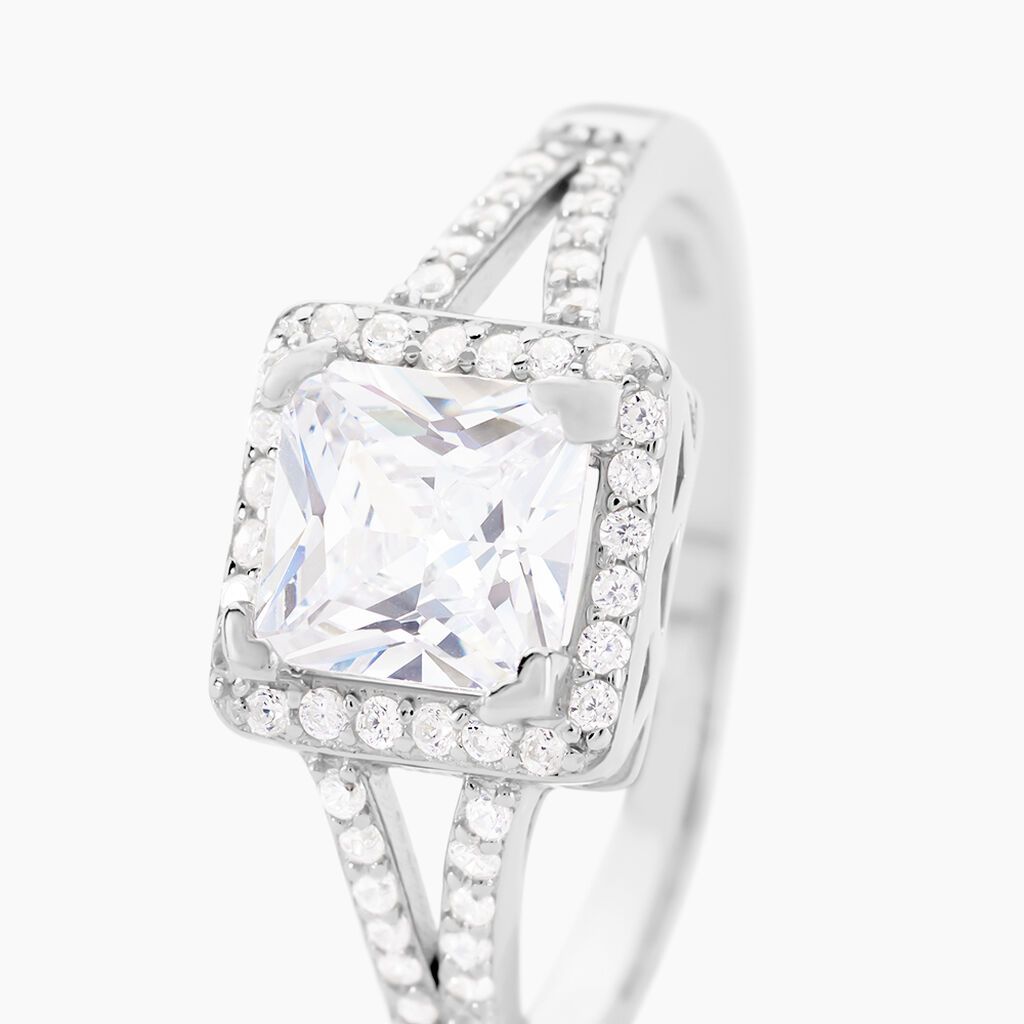 Bague Solitaire Wilona Argent Blanc Oxyde De Zirconium - Bagues solitaires Femme | Histoire d&rsquo;Or