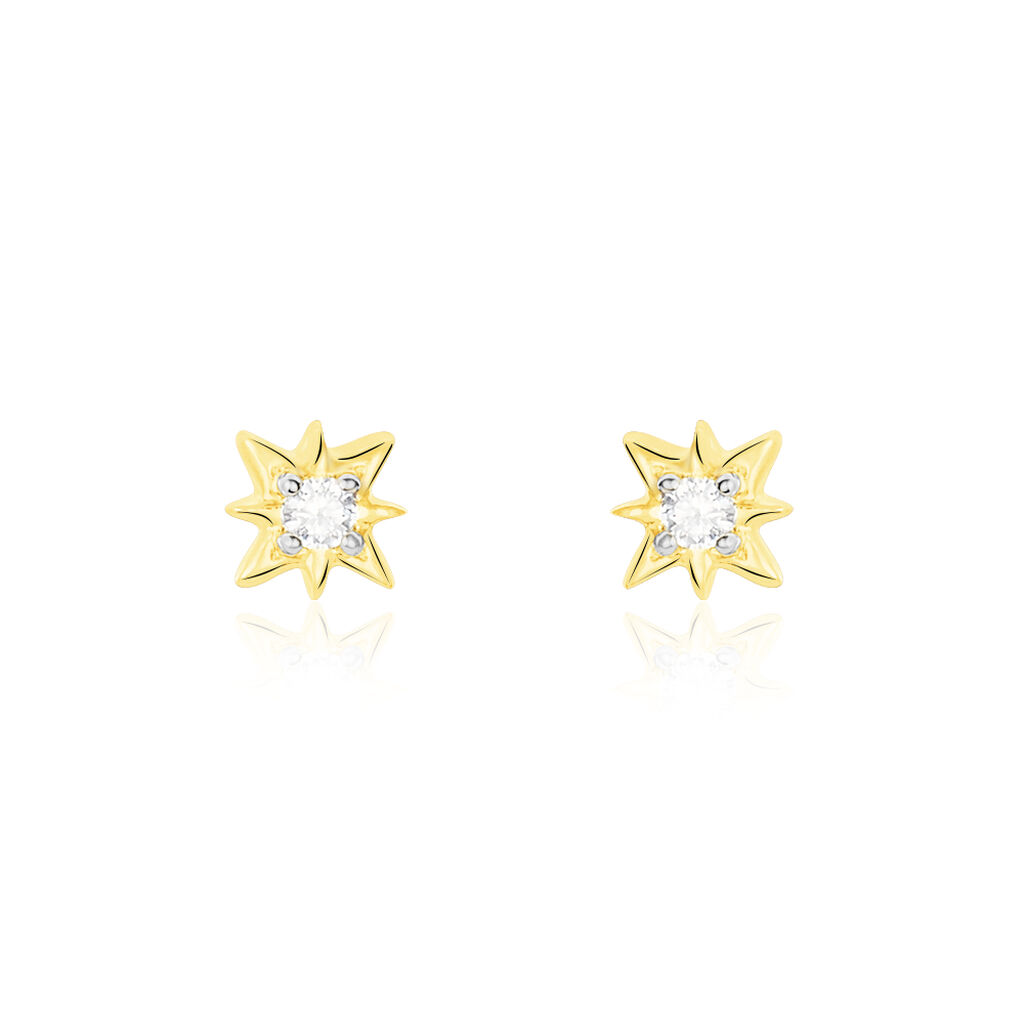 Boucles D'oreilles Puces Astralia Or Jaune Oxyde De Zirconium - Clous d'oreilles Femme | Histoire d’Or